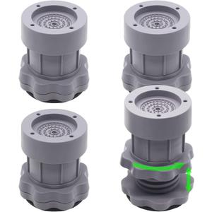 4 Sets Furniture Bed Risers 3 Inch Washing Machine Support Heavy Duty, Adjustable Height 4 inch Furniture Risers for Sofa, Fridge, Chairs, Light Gray (Grey-4 Pack)