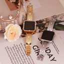 4 x JOYOZY Metal Band Compatible with Apple Watch Band 38mm 40mm 41mm 42mm 44mm 45mm 49mm Fancy Luxury Strap with Sparkle Diamond, Dressy iWatch Bracelet, Cute Daisy Band for Women (Gold)