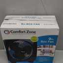 Comfort Zone Box Fan, 9 inch Portable Desk fan, Quiet 3 Speed Mini Fan for Bedroom, Electric Bedside Table Fan, Black