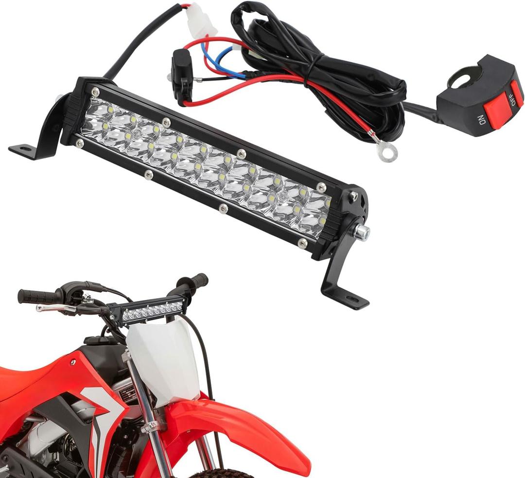 Dirt Bike Light Bar,60W 2500LM Motorcycle Headlight Light Bar Plug-Play Universal for Most 7/8" Handlebar CRF110 KLX140 KLX110 TTR110 TTR110E