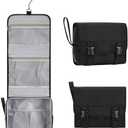 Small Hanging Toiletry Bag for Men and Women, Portable Hanging Organizer for Travel-Sized Shower Dopp Kit, Makeup Accessories, Waterproof Toiletries Organizer with 3 Compartments for Outdoor - Black