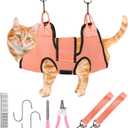 PatiencET Dog Grooming Hammock, Pet Grooming Hammock for Cats & Dogs with Security Strap, Dog Sling for Nail Trimming with Nail Clippers/Trimmer, Nail File, Pet Comb(XS) (Orange)