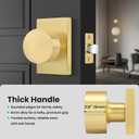 Gold Door Knob Interior Passage, Zinc-Alloy Interior Door Knob, Heavy Duty Brushed Gold Door Knobs for Closet,Hallway, 1 Pack