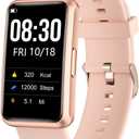 Cloudpoem Fitness Tracker No Bluetooth No APP/Phone Required, Fitness Watch for Men Women Parents Pedometer Watch with Sleep Tracker Steps Counter Alarm Clocks IP68 Waterproof (Pink)