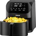 Air Fryer 6.2 QT Large Capacity Oilless Hot Air Fryers Oven 1500W Healthy Cooker with 8 Presets, Digital LCD Touch Screen, Visual Cooking Window, Non-Stick Basket, Included Recipe (Black-M)