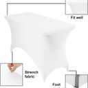 Spandex 4ft Waterproof Table Cover for Party,Wedding, Banquet, and Events(White)