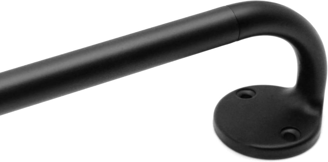 Blackout Curtain Rod 48-88, 3/4 Inch Curtain Rods for Windows Adjustable, Wrap Around Heavy Duty Telescoping Curtain Rods for Bedroom, Living Room, Black