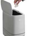 Sooyee Slim Bathroom Trash Can, 3.3 Gallon Trash Can with Press-Top Lid,Adsorption Garbage Can,Slim Wastebasket for Toilet, Office, Bedroom, White