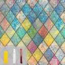 Rainbow Privacy Window Film Stained Glass Window Film That is Adhesive-Free, Residue-Free, Reusable, and Easy to Install with Tools. (Rainbow, 35.4 X 157.4 in)