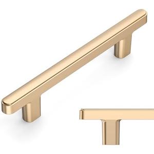 Amerdeco 10 Pack Brushed Brass Cabinet Pulls 3.75 Inch(96mm) Hole Center Drawer Pulls Cabinet Hardware Kitchen Cabinet Handles for Bathroom ZH0065