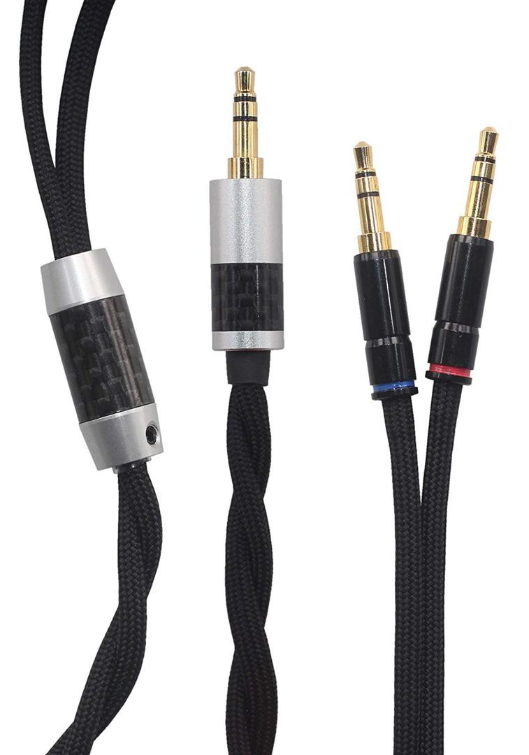 Diginex PR-T Compatible Upgrade Audio Cable Replacement for Headphones, 4.9ft (1.5M) 3.5mm TRS Male to Dual 3.5mm Connector 7N OFC Wire, Handmade by Professionals, Blue and Red Channels