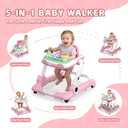 Baby Walker with Wheels, 5 in 1 Walker for Baby Boy Girl 6-12 Months with Bouncer, Music and Lights Baby Jumper Activity Center, Adjustable Height Speed, Push Walker for Ages 6-18 Months Toddler