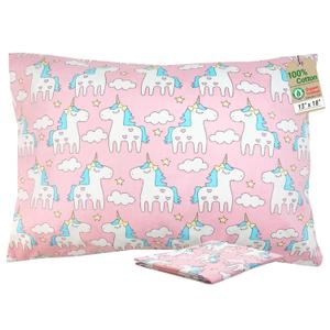 ZPECC Toddler Pillow with Pillowcase - 13x18 Organic Cotton Hypoallergenic Kids Pillow, Baby Essentials for Travel Crib Daycare Stroller (Intended for Age 2 and up) Pink Unicorn