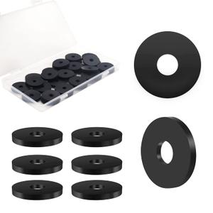 Rubber Washers - 60 PCS Flat Rubber Washers for Bolts Spacers, 3/4" OD x 1/4" ID x 1/8 Inch Thickness, Heavy Duty Abrasion Resistant, Black Vibration Damping Pads