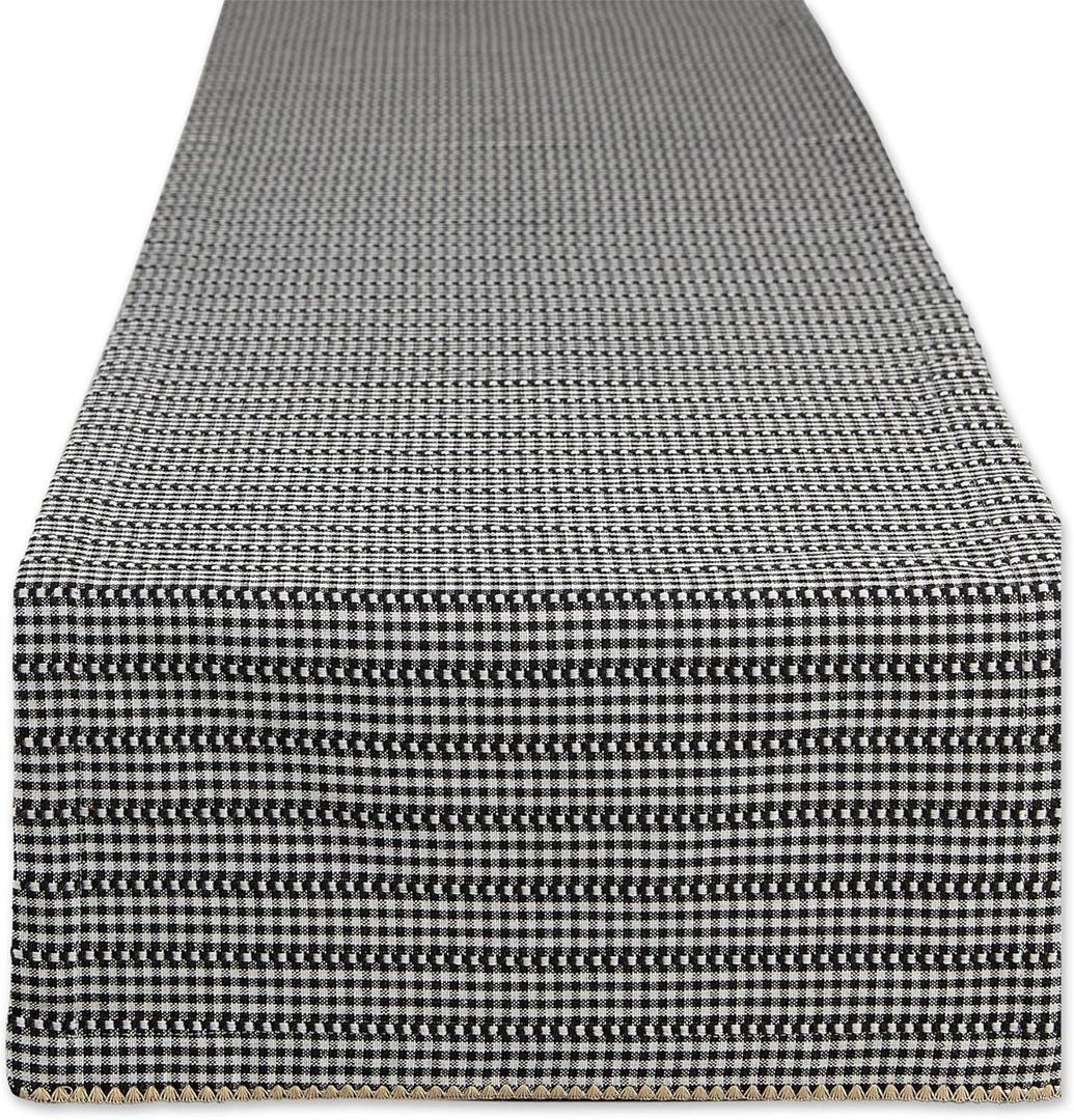 DII Farmhouse Gingham, Checked Tabletop Collection, Table Runner, 14x72, Black