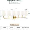 Bathroom Light Fixtures, 42 Inch Brushed Gold Vanity Lights with Flared White Fabric Shade, 6-Light Wall Sconce, Modern Sconces Wall Lighting for Hallway Bedroom, VL837-BG-6