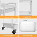 3 Tier Rolling Utility Cart with Handle,REBECAT Utility Cart Made of Multifunctional Storage Organizer Tool for Kitchen,Bathroom,Living Room,Office(White)