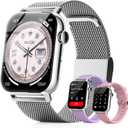 Trendia Smart Watches for Women, 1.83'' HD Fitness Tracker with Answer/Make Calls, Heart Rate/Sleep/SpO2 Monitor, 120+ Sport Modes, IP68 Waterproof, Compatible iPhone/Samsung/Android Space Silver