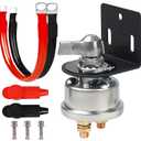 200A 12-48V High Current Master Battery Disconnect Switch Battery Power Cut Off Isolator Killer Switch with Face Plate for Car Vehicle RV Truck Boat Marine ATV (Battery Switch with Mounting Bracket and Cable)