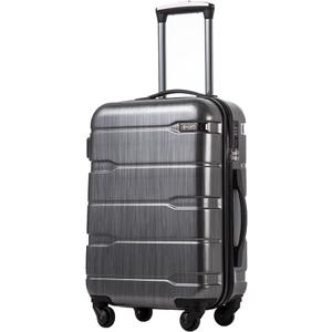 Coolife Luggage PC+ABS Hardshell Suitcase with TSA Lock, Spinner Carry On Lightweight (Charcoal, 20in)
