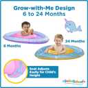 SwimSchool Infant Baby Pool Floats, Free Swimming, Super Buoyant  Ages 6-24 Months  Multiple Colors/Styles  Adjustable Canopies and Seats, Splash & Play Baby Floaties (Lil Narwal)