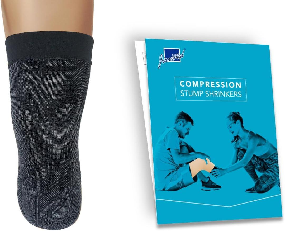 Prosthetic Stump ShrinkersBelow Knee, 40cm, Compression, 20-30, Amputee Socks, Trendy, Taiwan Excellence M (Black)