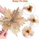 10'' Large Christmas Glitter Poinsettia Flowers Decorations, stadeco 10 Pcs Christmas Tree Picks Ornaments Artificial Flowers with Long Stems for Xmas Tree Wreath Garland Party DIY Holiday Decor