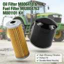 Oil Filter M806418 & Fuel Filter MIU804763 M801101 Kit Compatible with John Deere 1023E 1025R 1026R 2305 2320 755 855 Utility Tractors HPX-Diesel Gator X495 X595 X740 X744 X748 X750 Front Mower