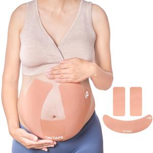OK TAPE Pregnancy Belly Band Tape, for Belly Pain, Back Pain Relief, Swelling Relief, Non-Irritant Physical Belly Support Tape for Pregnant Women, Precut 6 Strips, 2 Sets(4 Inch)