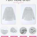 Dokotoo Womens Casual Button V Neck Long Sleeve Shirts Oversized Solid Blouses Tops (Gray, M)