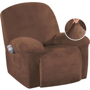 H.VERSAILTEX Velvet Sofa Cover for Recliner Sofa Slipcovers Stylish Modern Velvet Furniture Cover/Protector, Stay in Place Anti-Slip Foams Couch Shield Cove r(Caramel, Large)