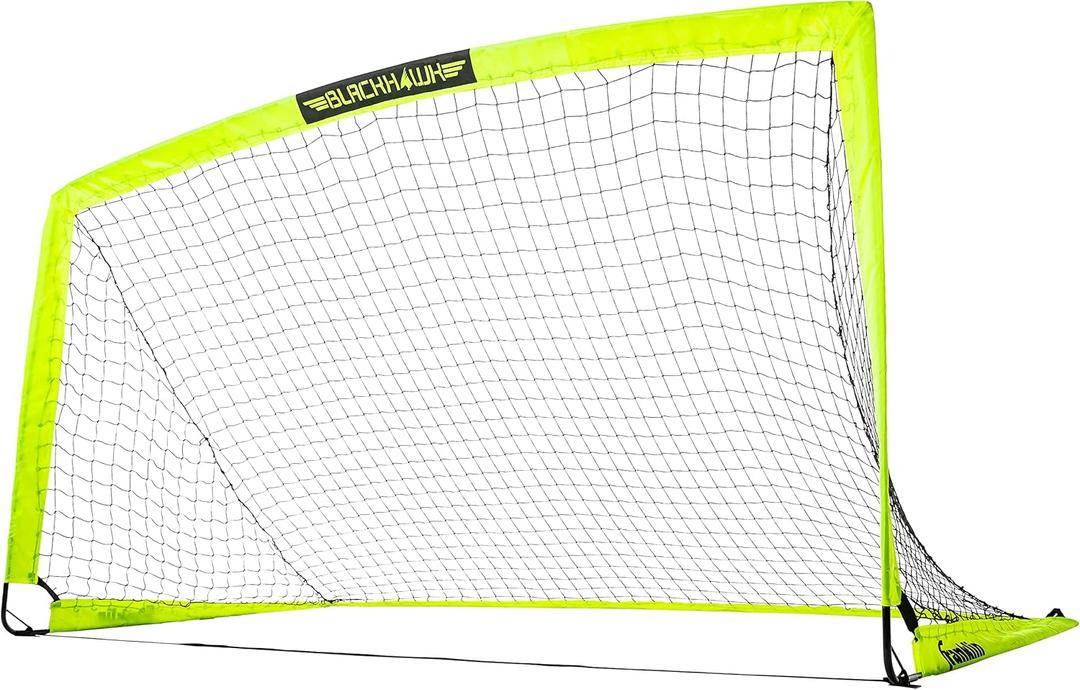 Franklin Sports Blackhawk Backyard Soccer Goal - Portable Pop Up Soccer Nets - Youth + Adult Folding Indoor + Outdoor Goals - Multiple Sizes + Colors - Perfect for Games + Practice (Optic Yellow)