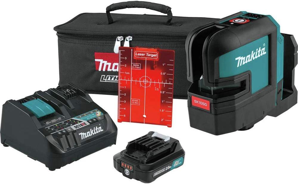 Makita SK105DNAX 12V max CXT® Lithium-Ion Cordless Self-Leveling Cross-Line Red Beam Laser Kit (2.0Ah)