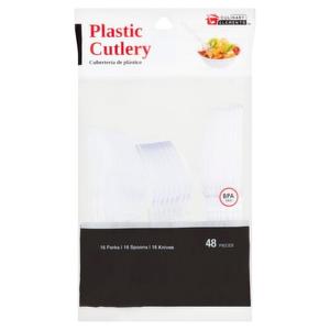 Culinary Elements 48 CT 16 Forks 16 Spoons 16 Knives Plastic Cutlery