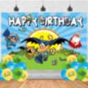 Cartoon Dog Birthday Party Supplies Backdrop 5x3Cartoon Men Cartoon Hero Dog Happy Birthday Background Photography Cartoon Party Decorations Banner Photo Booth Props