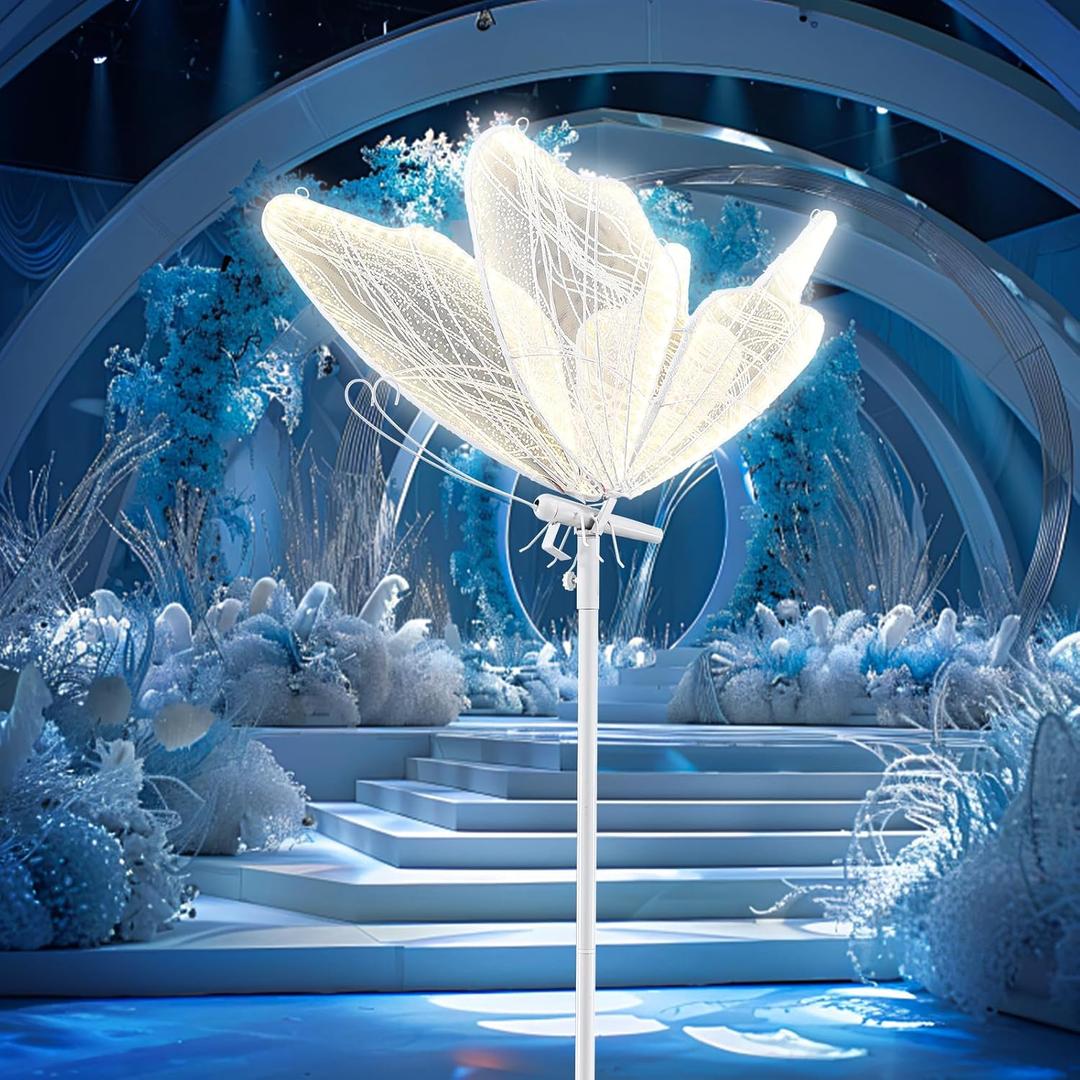 Butterfly Floor Lamp for Wedding Decor - 3 Color LED Ambient Lighting, Wall/Ceiling Mounted Romantic Party Lamp, Iron & Lace Design (23.6in, 1 PCS)