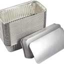 Juvale 50 Pack Aluminum Foil 2 lb Disposable Loaf Pans With Lids for Baking Bread, Heating, Storing Food (32oz, 8.5 x 4.5 In)