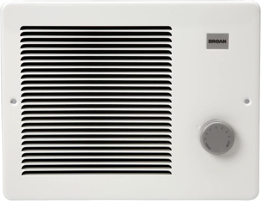 Broan-NuTone Wall Heater, White Grille Heater with Built-In Adjustable Thermostat, 750/1500W, 120/240V AC