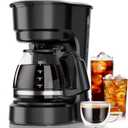 Kismile 5 Cup Coffee Maker, 0.75L Small Drip Coffee Machine with Anti-Drip Design, Dry Burn Protection, Removable Filter Funnel, Easy Mechanical Switch, Black