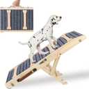 Butizone Small Adjustable Dog Ramp, Wooden Folding Portable Pet Ramp for Small Dogs and Cats, Height Adjustable Ramp from 11" to 18" with Non Slip Paw Traction Mat for Couch, Bed and Car