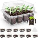 MIXC 10 Packs Seed Starter Tray Seed Starter Kit with Humidity Dome (120 Cells Total Tray) Seed Starting Trays Plant Starter Kit and Base Mini Greenhouse Germination Kit for Seeds Growing Starting