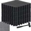 24 Pack Drainage Tiles Modular Interlocking Floor Tiles with 1 Pc Plastic Hammer 12" x 12" Cushion Mat Non Slip Rubber Floor mat with Holes for Pool Bathroom Deck Kitchen Patio (Black)