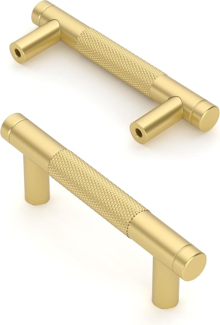 Asidrama 10 Pack 3 Inch(76mm) Brushed Gold Zinc Alloy Cabinet Pulls for Kitchen Cabinets and Drawers (3" Hole Center)