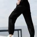 SANGTREE Girls & Womens Drawstring Cargo Jogger Pants,3 Years - Women 3XL (Black, XXL)