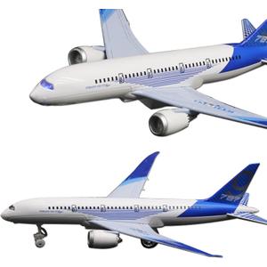 OTONOPI Airplane Toys Bump and Go Airlines Die Cast Metal Model Plane Toy with Lights and Sounds for Kids Blue