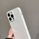 MC Fashion Cute Cartoon Solid Color PU Leather Skin Soft TPU Case Compatible with 15 Pro Max 6.7 inch 2023 (White)