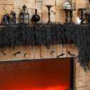 XunYee Black Christmas Garland 6 Feet Spooky Christmas Cedar Garland Mantel Fireplace Artificial Faux Trailing Realistic Gothic Hanging Vine Twigs for Thanksgiving Party Outdoor Indoor Home Decor