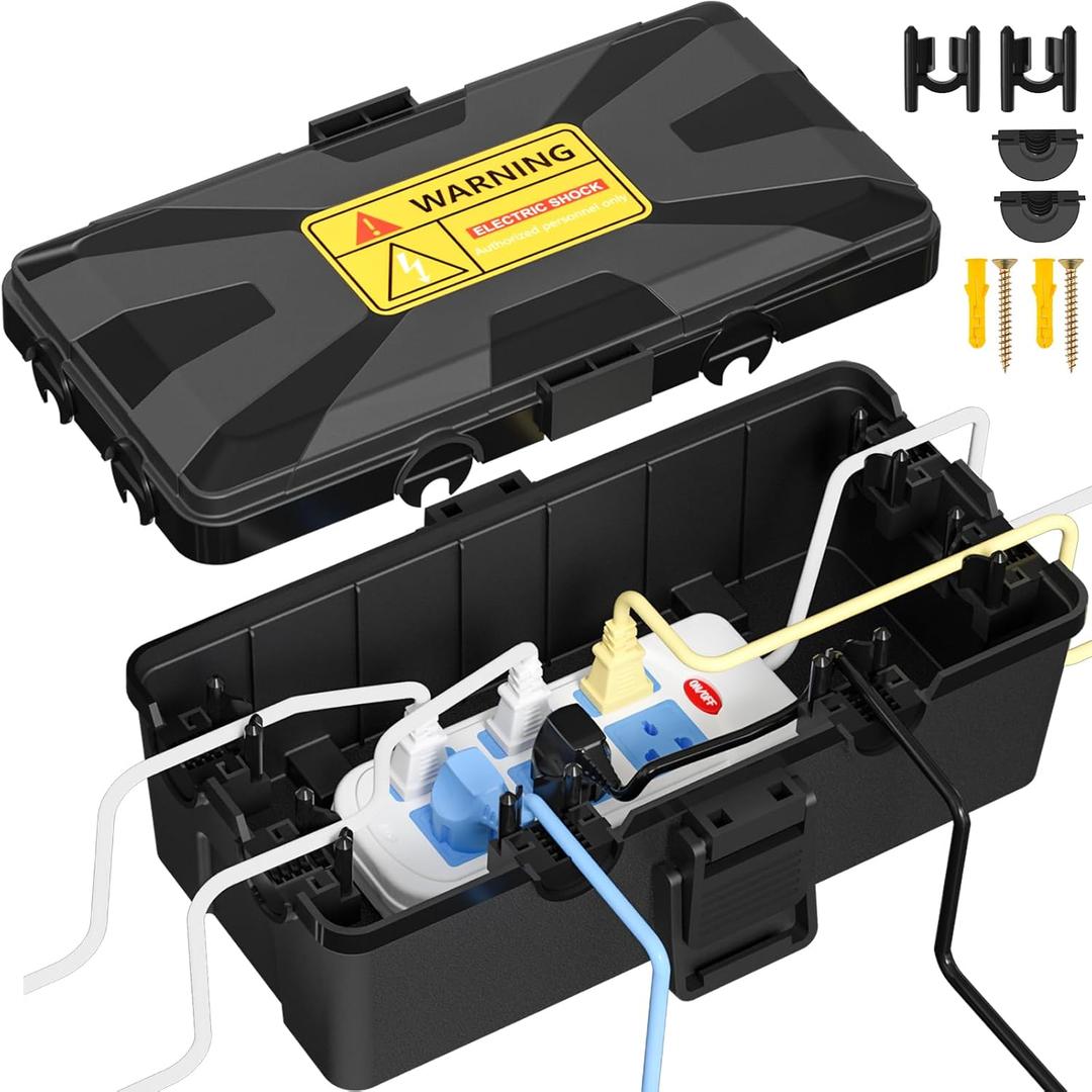 Clatoon Medium Outdoor Electrical Box Waterproof 10.3 x 5.9 x 3.7 in, IP54 Waterproof Extension Cord Cover Outlet Box, Weatherproof Connection Box for Electronics Outside, Power Strip, Light, Plug