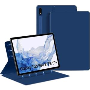 Magnetic Case for Galaxy Tab S8 Plus 12.4 inch 2022/Galaxy Tab S7 FE 2021/Galaxy Tab S7 Plus 2020 with Pen Holder, Lightweight and Slim Magnetic Stand Case with Auto Sleep/Wake, Blue