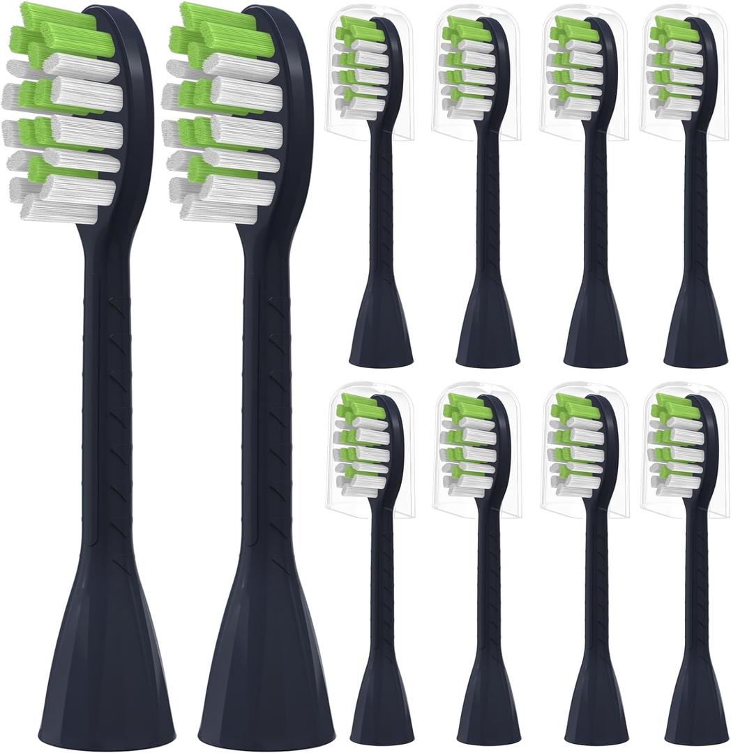Toothbrush Replacement Heads Compatible with Philips One Series Sonicare Battery Toothbrush HY1100/04 BD1002/AZ, 10 Pack Replacement Heads, Soft Bristles, NavyBlue